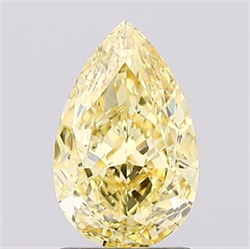 Picture of Lab Grown Diamond 1.59 Carats, Pear with  Cut, Fancy Intense Yellow Color, VS2 Clarity and Certified by IGI