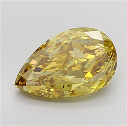 Picture of Lab Grown Diamond 8.01 Carats, Pear with  Cut, Fancy Vivid Yellow Color, VS1 Clarity and Certified by IGI