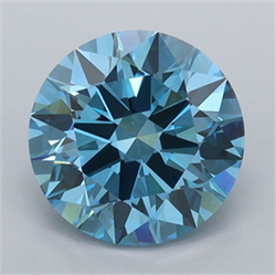 Picture of Lab Grown Diamond 2.00 Carats, Round with Ideal Cut, Fancy Vivid Blue Color, VVS2 Clarity and Certified by IGI