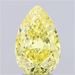 Picture of Lab Grown Diamond 2.60 Carats, Pear with  Cut, Fancy Intense Yellow Color, VVS2 Clarity and Certified by IGI