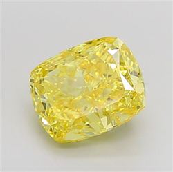 Picture of Lab Grown Diamond 4.51 Carats, CUSHION MODIFIED with  Cut, Fancy Vivid Yellow Color, VVS2 Clarity and Certified by IGI