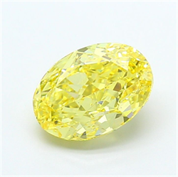 Picture of Lab Grown Diamond 3.79 Carats, Oval with  Cut, Fancy Intense Yellow Color, VS1 Clarity and Certified by IGI