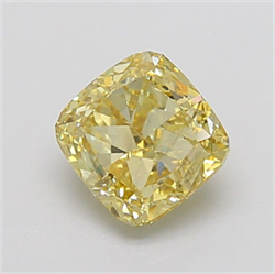 Picture of Lab Grown Diamond 3.28 Carats, CUSHION MODIFIED with  Cut, Fancy Yellow Color, VS2 Clarity and Certified by IGI
