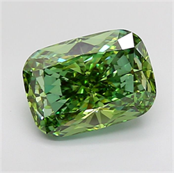 Picture of Lab Grown Diamond 4.83 Carats, Cushion with  Cut, Fancy Vivid Green Color, VS1 Clarity and Certified by IGI