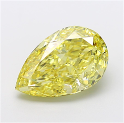Picture of Lab Grown Diamond 7.02 Carats, Pear with  Cut, Fancy Intense Yellow Color, VS1 Clarity and Certified by IGI