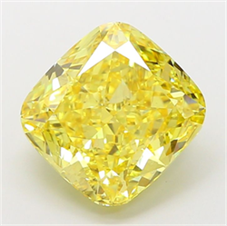 Picture of Lab Grown Diamond 7.01 Carats, CUSHION MODIFIED with  Cut, Fancy Vivid Yellow Color, VS2 Clarity and Certified by IGI