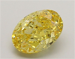 Picture of Lab Grown Diamond 1.22 Carats, Oval with  Cut, Fancy Vivid Yellow Color, VS2 Clarity and Certified by IGI