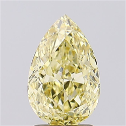 Picture of Lab Grown Diamond 2.04 Carats, Pear with  Cut, Fancy Intense Yellow Color, VVS2 Clarity and Certified by IGI