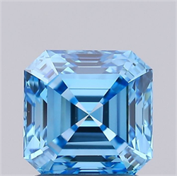 Picture of Lab Grown Diamond 1.50 Carats, Emerald with  Cut, Fancy Vivid Blue Color, VS1 Clarity and Certified by IGI