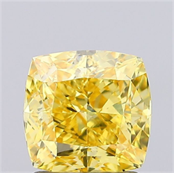 Picture of Lab Grown Diamond 1.65 Carats, CUSHION MODIFIED with  Cut, Fancy Vivid Yellow Color, VS1 Clarity and Certified by IGI