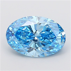 Picture of Lab Grown Diamond 4.00 Carats, Oval with  Cut, Fancy Vivid Blue Color, VS1 Clarity and Certified by IGI