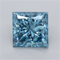 Picture of Lab Grown Diamond 2.05 Carats, Princess with  Cut, Fancy Vivid Blue Color, VVS2 Clarity and Certified by IGI