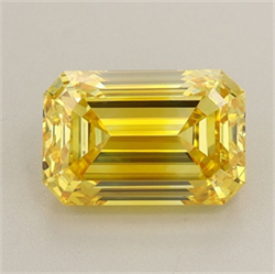 Picture of Lab Grown Diamond 1.73 Carats, Emerald with  Cut, Fancy Vivid Yellow Color, VVS2 Clarity and Certified by IGI