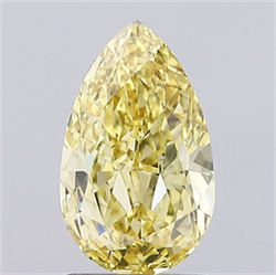 Picture of Lab Grown Diamond 1.58 Carats, Pear with  Cut, Fancy Intense Yellow Color, VS2 Clarity and Certified by IGI