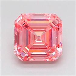 Picture of Lab Grown Diamond 3.50 Carats, Asscher with  Cut, Fancy Vivid Pink Color, VS2 Clarity and Certified by IGI