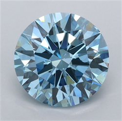Picture of Lab Grown Diamond 2.56 Carats, Round with Ideal Cut, Fancy Vivid Blue Color, VVS2 Clarity and Certified by IGI