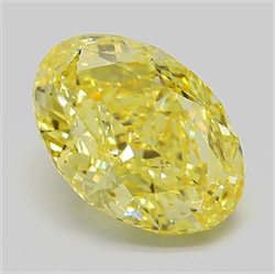 Picture of Lab Grown Diamond 4.55 Carats, Oval with  Cut, Fancy Intense Yellow Color, VS1 Clarity and Certified by IGI