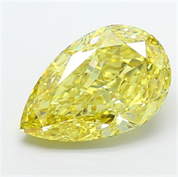 Picture of Lab Grown Diamond 5.09 Carats, Pear with  Cut, Fancy Vivid Yellow Color, VVS2 Clarity and Certified by IGI