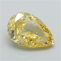 Picture of Lab Grown Diamond 3.08 Carats, Pear with  Cut, Fancy Vivid Yellow Color, VS1 Clarity and Certified by IGI