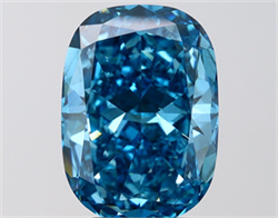 Picture of Lab Grown Diamond 6.40 Carats, CUSHION MODIFIED with  Cut, Fancy Vivid Blue Color, VS2 Clarity and Certified by IGI