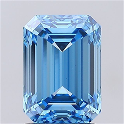 Picture of Lab Grown Diamond 2.01 Carats, Emerald with  Cut, Fancy Vivid Blue Color, VS1 Clarity and Certified by IGI