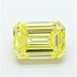 Picture of Lab Grown Diamond 3.07 Carats, Emerald with  Cut, Fancy Yellow Color, VS1 Clarity and Certified by IGI