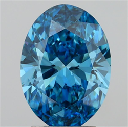 Picture of Lab Grown Diamond 3.04 Carats, Oval with  Cut, Fancy Vivid Blue Color, VVS2 Clarity and Certified by IGI
