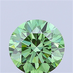 Picture of Lab Grown Diamond 1.49 Carats, Round with Excellent Cut, Fancy Vivid Green Color, VS2 Clarity and Certified by IGI