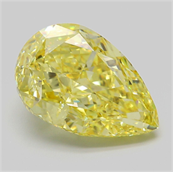 Picture of Lab Grown Diamond 6.17 Carats, Pear with  Cut, Fancy Intense Yellow Color, VS1 Clarity and Certified by IGI