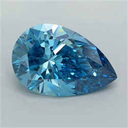 Picture of Lab Grown Diamond 5.03 Carats, Pear with  Cut, Fancy Vivid Blue Color, VVS2 Clarity and Certified by IGI