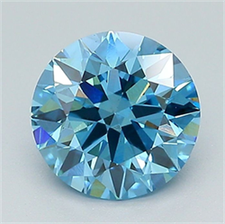 Picture of Lab Grown Diamond 1.51 Carats, Round with Ideal Cut, Fancy Vivid Blue Color, VS1 Clarity and Certified by IGI