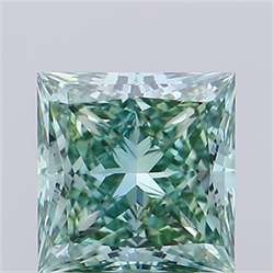 Picture of Lab Grown Diamond 5.00 Carats, Princess with  Cut, Fancy Vivid Green Color, VVS2 Clarity and Certified by IGI