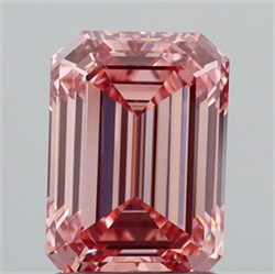 Picture of Lab Grown Diamond 1.56 Carats, Emerald with  Cut, Fancy Vivid Pink Color, VVS2 Clarity and Certified by IGI