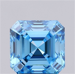 Picture of Lab Grown Diamond 1.55 Carats, Emerald with  Cut, Fancy Vivid Blue Color, VS1 Clarity and Certified by IGI