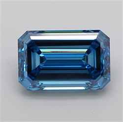 Picture of Lab Grown Diamond 4.56 Carats, Emerald with  Cut, Fancy Vivid Blue Color, VS1 Clarity and Certified by IGI