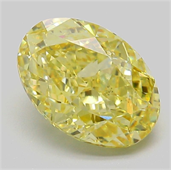 Picture of Lab Grown Diamond 3.01 Carats, Oval with  Cut, Fancy Intense Yellow Color, VS1 Clarity and Certified by IGI