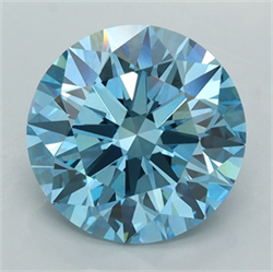 Picture of Lab Grown Diamond 4.05 Carats, Round with Ideal Cut, Fancy Vivid Blue Color, VVS2 Clarity and Certified by IGI