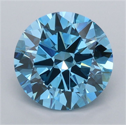Picture of Lab Grown Diamond 2.00 Carats, Round with Excellent Cut, Fancy Vivid Blue Color, VS1 Clarity and Certified by IGI
