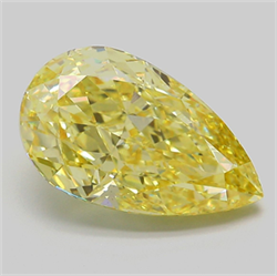 Picture of Lab Grown Diamond 6.07 Carats, Pear with  Cut, Fancy Intense Yellow Color, VS1 Clarity and Certified by IGI