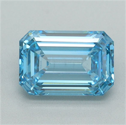 Picture of Lab Grown Diamond 2.06 Carats, Emerald with  Cut, Fancy Vivid Blue Color, VS1 Clarity and Certified by IGI