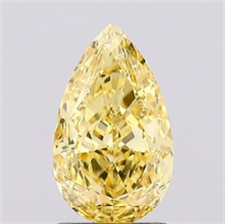 Picture of Lab Grown Diamond 1.64 Carats, Pear with  Cut, Fancy Vivid Yellow Color, VS1 Clarity and Certified by IGI