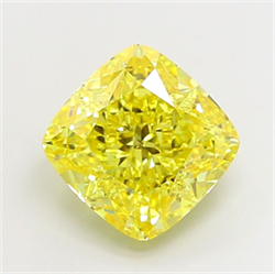 Picture of Lab Grown Diamond 5.56 Carats, CUSHION MODIFIED with  Cut, Fancy Vivid Yellow Color, VS2 Clarity and Certified by IGI