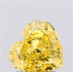 Picture of Lab Grown Diamond 1.35 Carats, Heart with  Cut, Fancy Vivid Yellow Color, VS1 Clarity and Certified by IGI