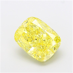 Picture of Lab Grown Diamond 3.03 Carats, CUSHION MODIFIED with  Cut, Fancy Vivid Yellow Color, VVS2 Clarity and Certified by IGI