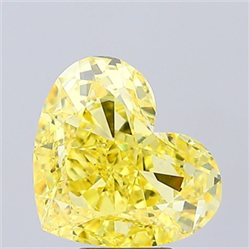 Picture of Lab Grown Diamond 6.18 Carats, Heart with  Cut, Fancy Vivid Yellow Color, VS1 Clarity and Certified by IGI