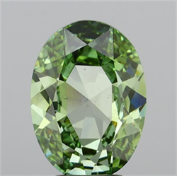 Picture of Lab Grown Diamond 3.50 Carats, Oval with  Cut, Fancy Vivid Green Color, VS2 Clarity and Certified by IGI