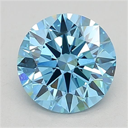 Picture of Lab Grown Diamond 2.00 Carats, Round with Ideal Cut, Fancy Vivid Blue Color, VS1 Clarity and Certified by IGI