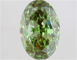 Picture of Lab Grown Diamond 2.54 Carats, Oval with  Cut, Fancy Vivid Green Color, VVS2 Clarity and Certified by IGI