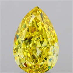 Picture of Lab Grown Diamond 1.99 Carats, Pear with  Cut, Fancy Vivid Yellow Color, VVS2 Clarity and Certified by IGI