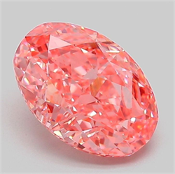 Picture of Lab Grown Diamond 2.09 Carats, Oval with  Cut, Fancy Vivid Pink Color, VS1 Clarity and Certified by IGI